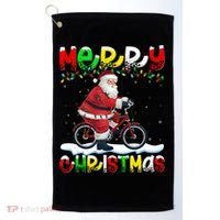 Xmas Lighting Santa Cycling Merry Christmas Golf Towel thumb 0