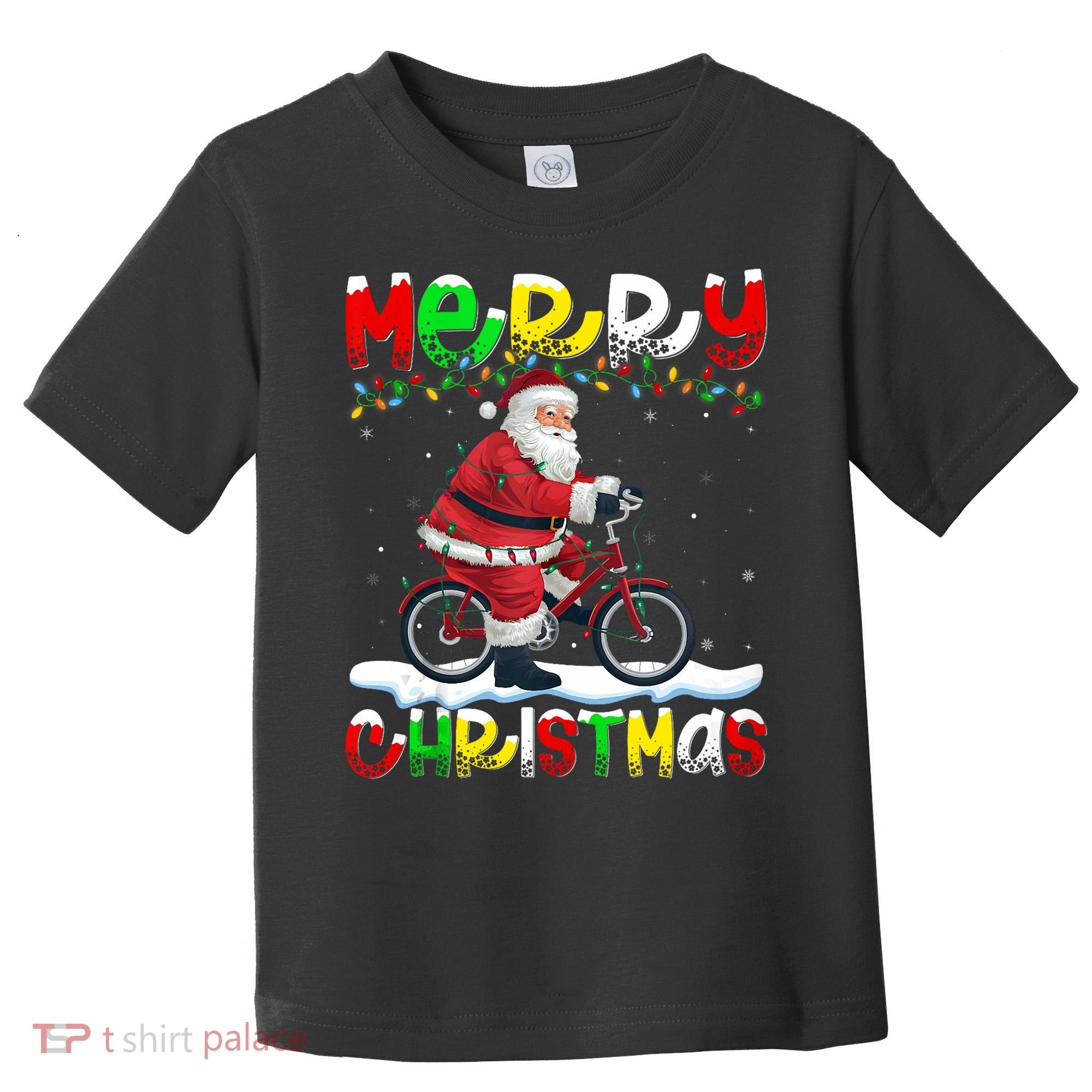 Xmas Lighting Santa Cycling Merry Christmas Toddler T-Shirt