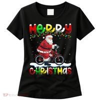 Xmas Lighting Santa Cycling Merry Christmas Women's T-Shirt thumb 0