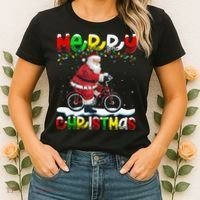 Xmas Lighting Santa Cycling Merry Christmas Women's T-Shirt thumb 2