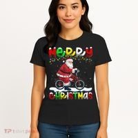 Xmas Lighting Santa Cycling Merry Christmas Women's T-Shirt thumb 4