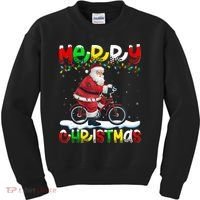 Xmas Lighting Santa Cycling Merry Christmas Kids Sweatshirt thumb 0