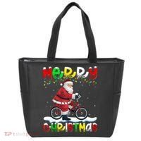Xmas Lighting Santa Cycling Merry Christmas Tote Bag thumb 0