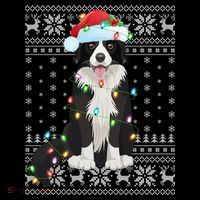 Xmas Lighting Santa Hat Ugly Border Collie Christmas Funny Gift Coffee Mug thumb 5