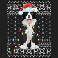 Xmas Lighting Santa Hat Ugly Border Collie Christmas Funny Gift Beanie thumb 2