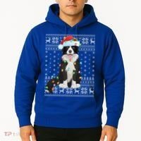 Xmas Lighting Santa Hat Ugly Border Collie Christmas Funny Gift Hoodie thumb 2