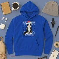 Xmas Lighting Santa Hat Ugly Border Collie Christmas Funny Gift Hoodie thumb 3