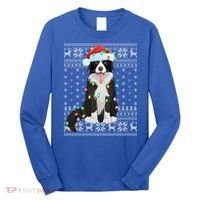 Xmas Lighting Santa Hat Ugly Border Collie Christmas Funny Gift Long Sleeve Shirt thumb 0