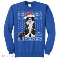 Xmas Lighting Santa Hat Ugly Border Collie Christmas Funny Gift Sweatshirt thumb 0