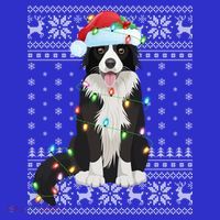 Xmas Lighting Santa Hat Ugly Border Collie Christmas Funny Gift Women's Tank Top thumb 5