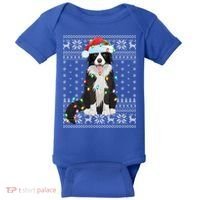 Xmas Lighting Santa Hat Ugly Border Collie Christmas Funny Gift Baby Bodysuit thumb 0