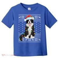 Xmas Lighting Santa Hat Ugly Border Collie Christmas Funny Gift Toddler T-Shirt thumb 0