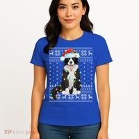 Xmas Lighting Santa Hat Ugly Border Collie Christmas Funny Gift Women's T-Shirt thumb 4