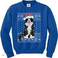 Xmas Lighting Santa Hat Ugly Border Collie Christmas Funny Gift Kids Sweatshirt thumb 0