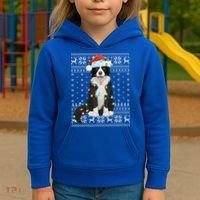 Xmas Lighting Santa Hat Ugly Border Collie Christmas Funny Gift Kids Hoodie thumb 3