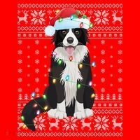 Xmas Lighting Santa Hat Ugly Border Collie Christmas Funny Gift Santa Hat thumb 1