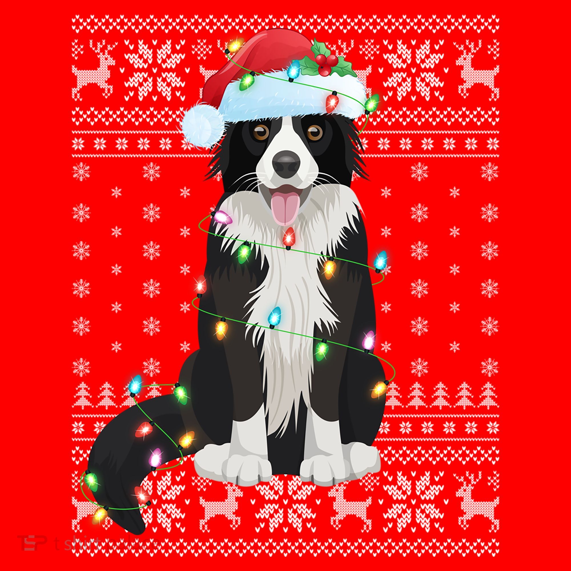 Xmas Lighting Santa Hat Ugly Border Collie Christmas Funny Gift Santa Hat