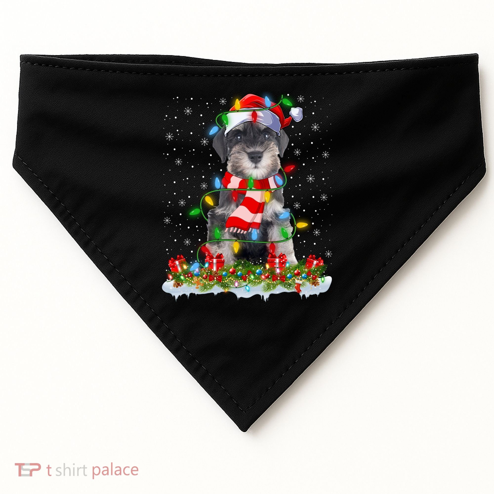 Xmas Lighting Santa Schnauzer Dog Christmas Gift USA-Made Doggie Bandana