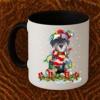 Xmas Lighting Santa Schnauzer Dog Christmas Gift Coffee Mug thumb 2