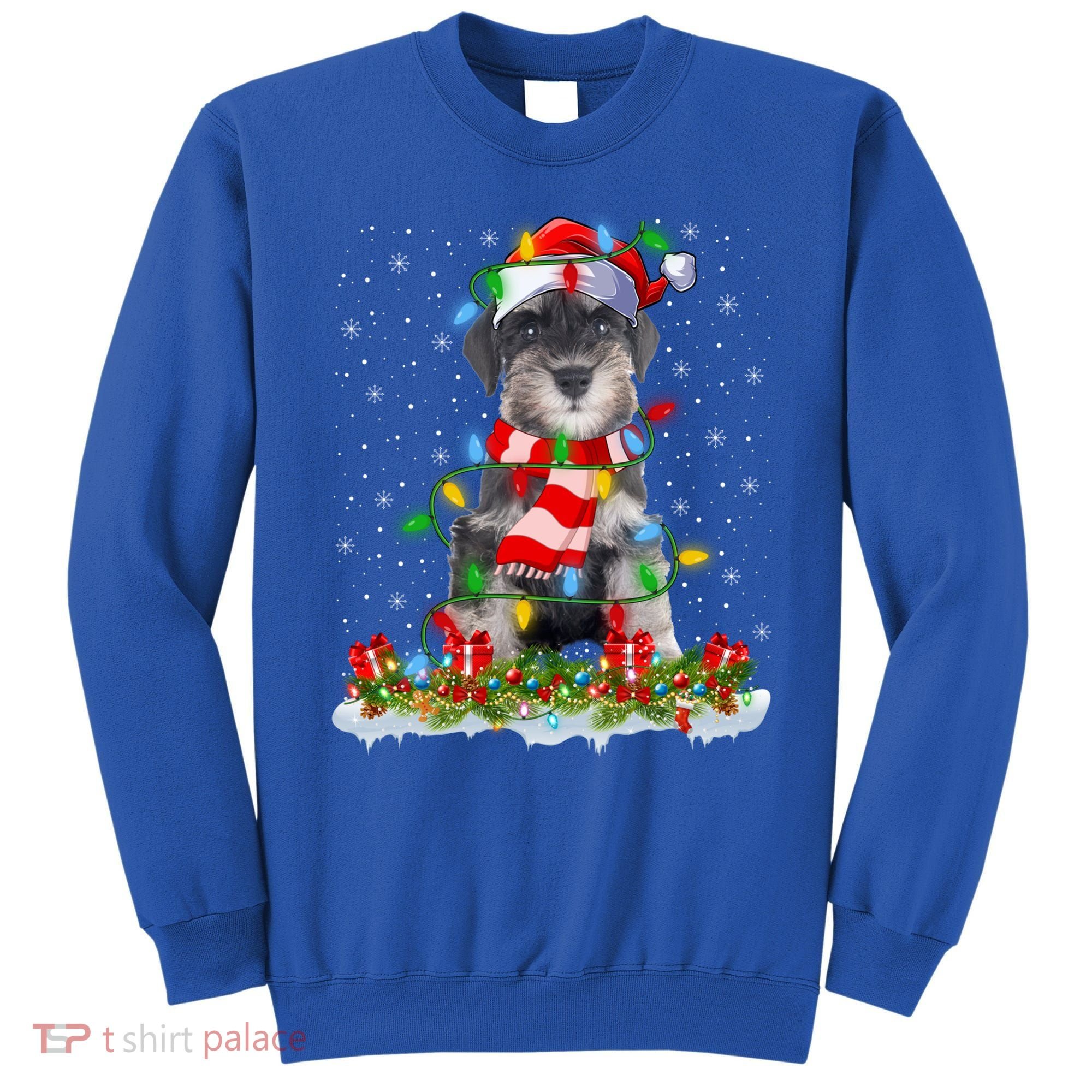 Xmas Lighting Santa Schnauzer Dog Christmas Gift Sweatshirt