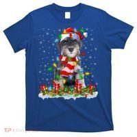 Xmas Lighting Santa Schnauzer Dog Christmas Gift T-Shirt thumb 0