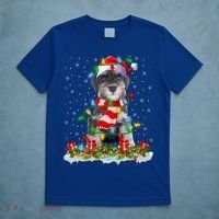 Xmas Lighting Santa Schnauzer Dog Christmas Gift T-Shirt thumb 5