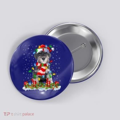 Xmas Lighting Santa Schnauzer Dog Christmas Gift Button