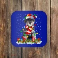 Xmas Lighting Santa Schnauzer Dog Christmas Gift Coaster thumb 0