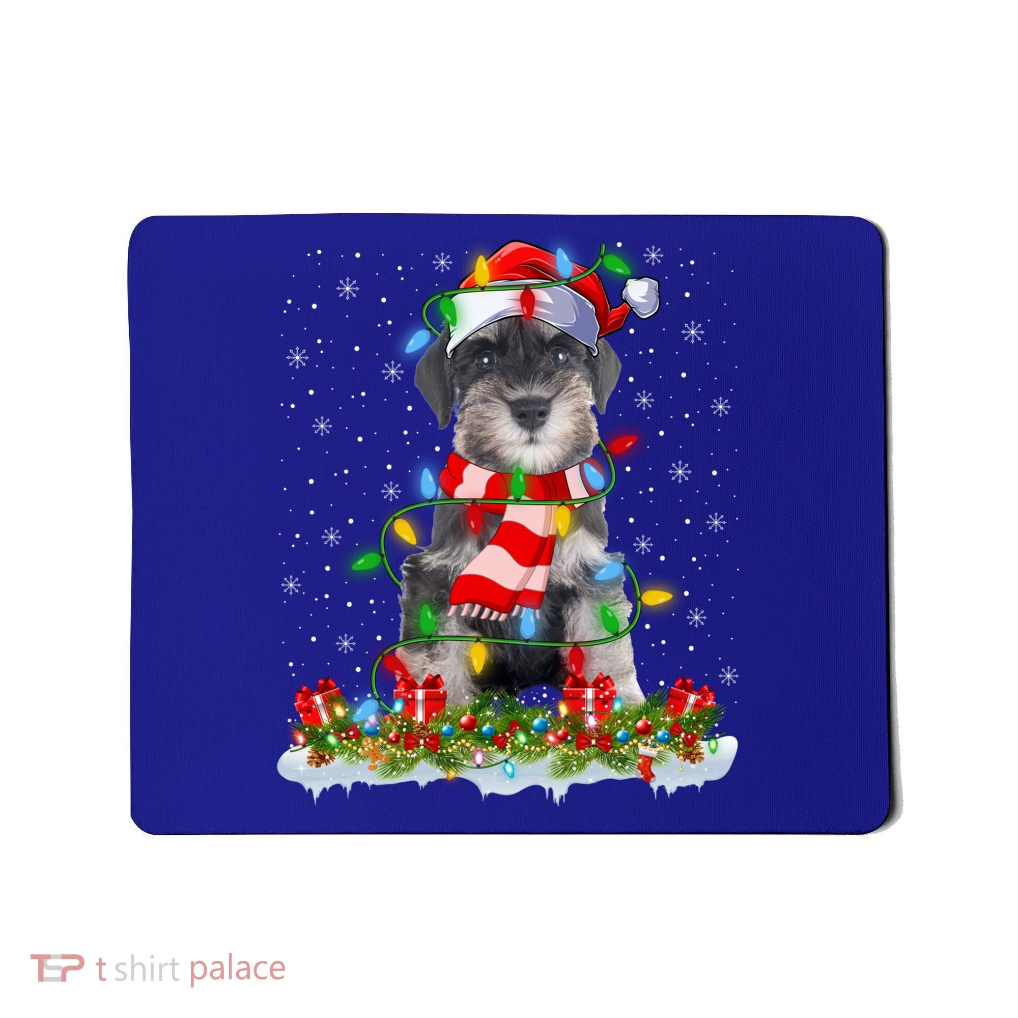 Xmas Lighting Santa Schnauzer Dog Christmas Gift Mousepad