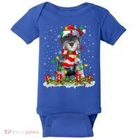 Xmas Lighting Santa Schnauzer Dog Christmas Gift Baby Bodysuit thumb 0