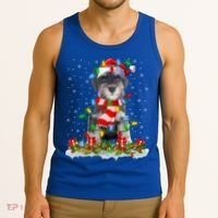 Xmas Lighting Santa Schnauzer Dog Christmas Gift Tank Top thumb 3