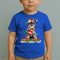 Xmas Lighting Santa Schnauzer Dog Christmas Gift Toddler T-Shirt thumb 2