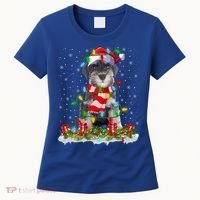 Xmas Lighting Santa Schnauzer Dog Christmas Gift Women's T-Shirt thumb 0