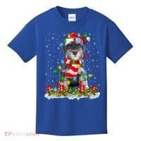 Xmas Lighting Santa Schnauzer Dog Christmas Gift Kids T-Shirt thumb 0