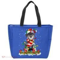 Xmas Lighting Santa Schnauzer Dog Christmas Gift Tote Bag thumb 0