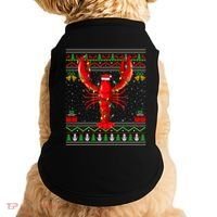 Xmas Lights Ugly Style Santa Lobster Fish Christmas Gift Doggie Tank thumb 0
