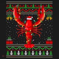 Xmas Lights Ugly Style Santa Lobster Fish Christmas Gift USA-Made Doggie Bandana thumb 2