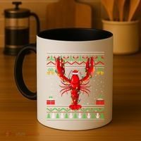 Xmas Lights Ugly Style Santa Lobster Fish Christmas Gift Coffee Mug thumb 4