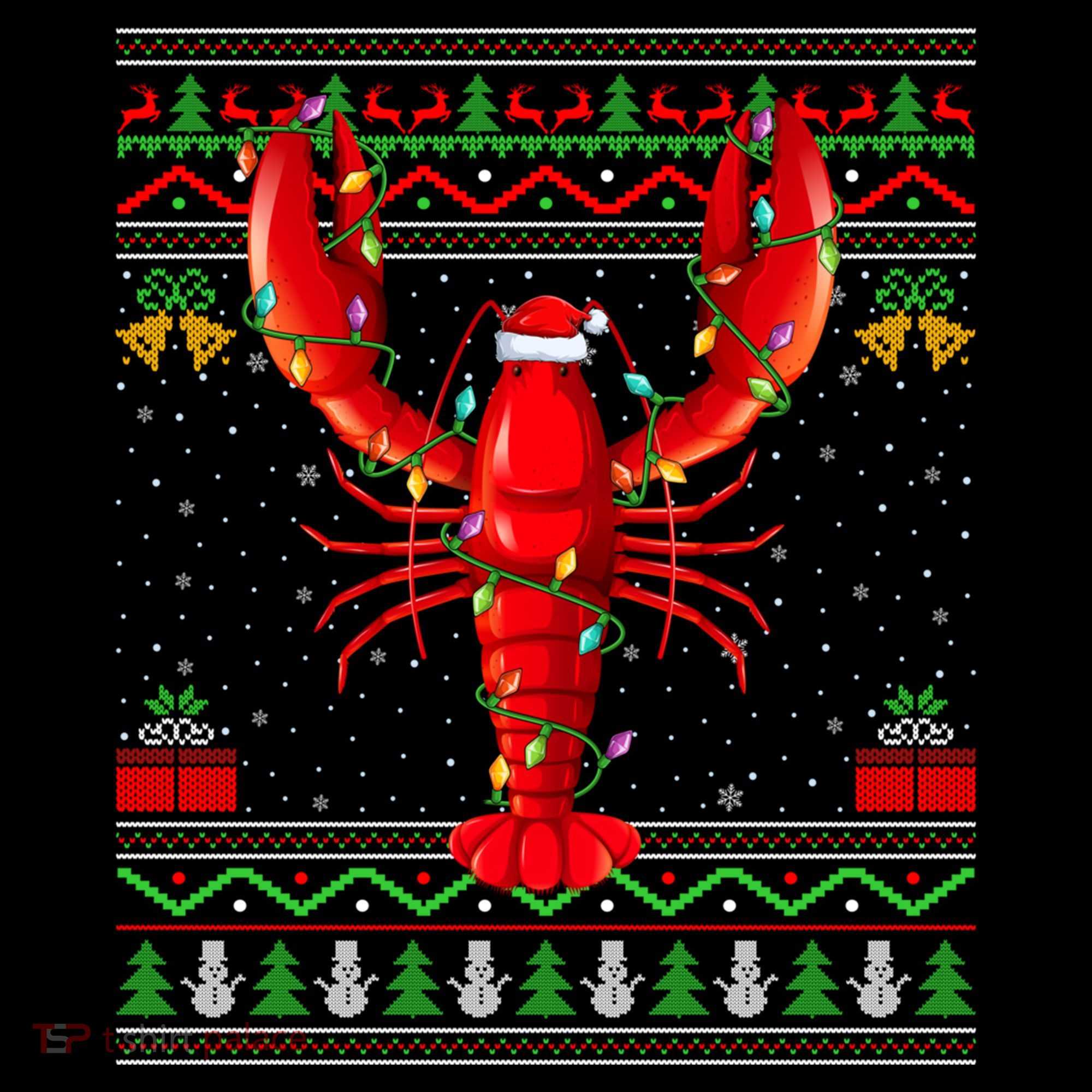 Xmas Lights Ugly Style Santa Lobster Fish Christmas Gift Coffee Mug