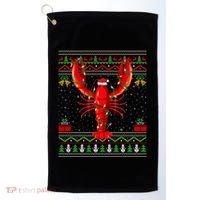 Xmas Lights Ugly Style Santa Lobster Fish Christmas Gift Golf Towel thumb 0