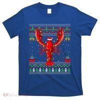 Xmas Lights Ugly Style Santa Lobster Fish Christmas Gift T-Shirt thumb 0