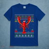 Xmas Lights Ugly Style Santa Lobster Fish Christmas Gift T-Shirt thumb 5