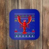 Xmas Lights Ugly Style Santa Lobster Fish Christmas Gift Coaster thumb 0