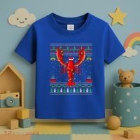 Xmas Lights Ugly Style Santa Lobster Fish Christmas Gift Toddler T-Shirt thumb 3
