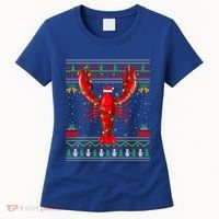 Xmas Lights Ugly Style Santa Lobster Fish Christmas Gift Women's T-Shirt thumb 0