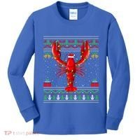 Xmas Lights Ugly Style Santa Lobster Fish Christmas Gift Kids Long Sleeve Shirt thumb 0