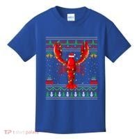 Xmas Lights Ugly Style Santa Lobster Fish Christmas Gift Kids T-Shirt thumb 0