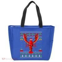 Xmas Lights Ugly Style Santa Lobster Fish Christmas Gift Tote Bag thumb 0