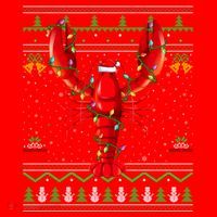 Xmas Lights Ugly Style Santa Lobster Fish Christmas Gift Santa Hat thumb 1