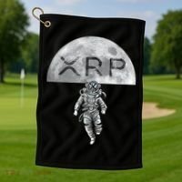 Xrp Moon Astronaut Ripple Cryptocurrency Graphic Cute Gift Golf Towel thumb 1